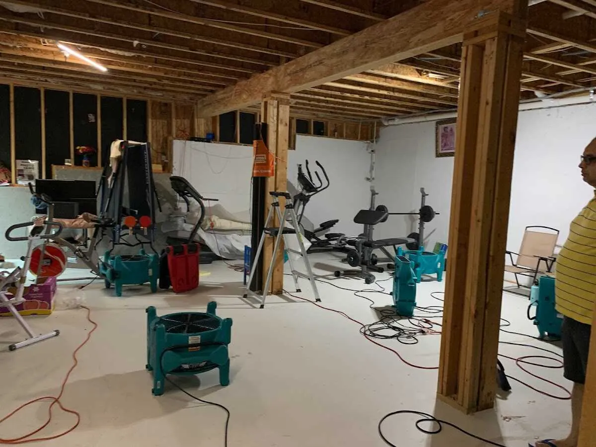Basement drying equipment setup for Contents Cleaning & Restoration in Hillsboro